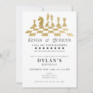 Convite Chess Game Night Chame Seus Cavaleiros Dourados An