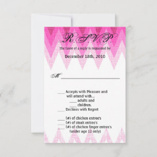 Convite Chevron Chevron - Cor-de-rosa - 3,5x5 R.S.V.P