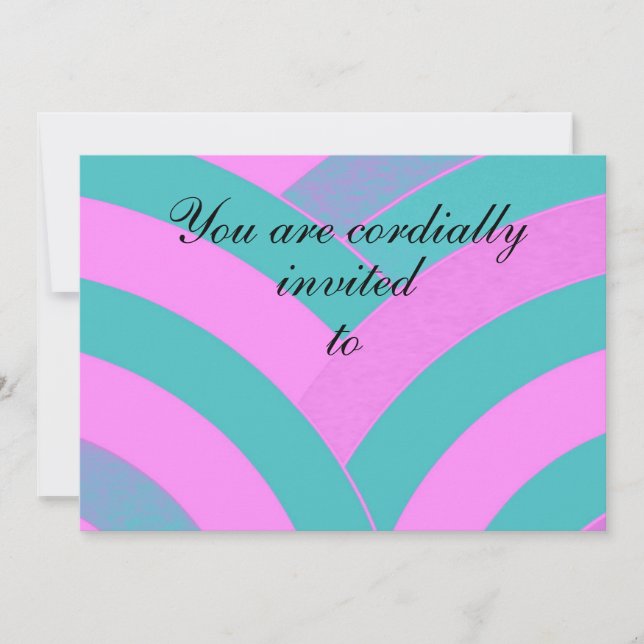 Convite chevron curvo rosa/verde (Frente)