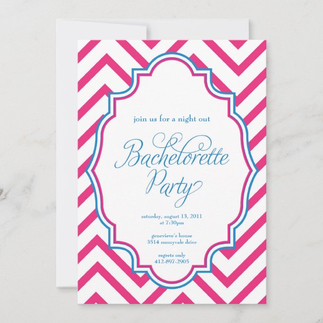 Convite CHEVRON - Raparigas Noite Fora BACHELORETTE - Conv (Frente)