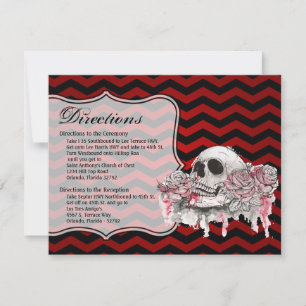 Convite Chevron Rosa Gótico com Placa de Direção 4.25x5.5