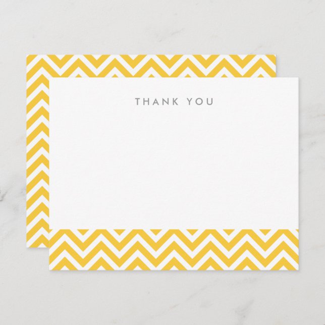 Convite Chevron Simples Amarelo Obrigado Nota Placas (Frente/Verso)