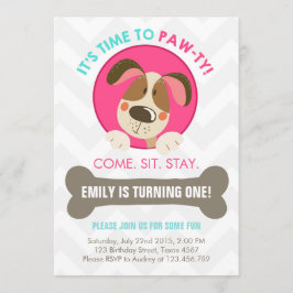 Convite Chevron-turquoise rosa-rosado-convite para cães