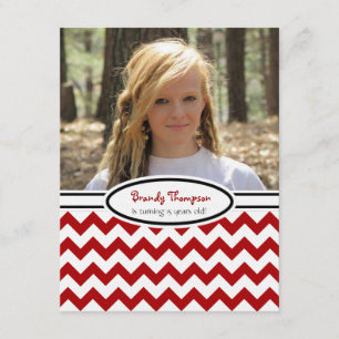 Convite Chevron Vermelho e Branco: Imagem:Convite de festa