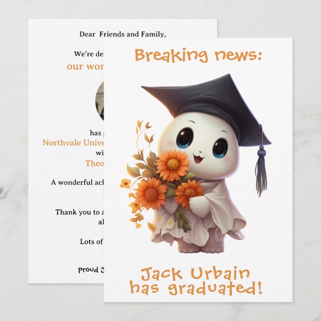 Convite 🎓Chibi Bloom Graduation Announcement (Frente/Verso)