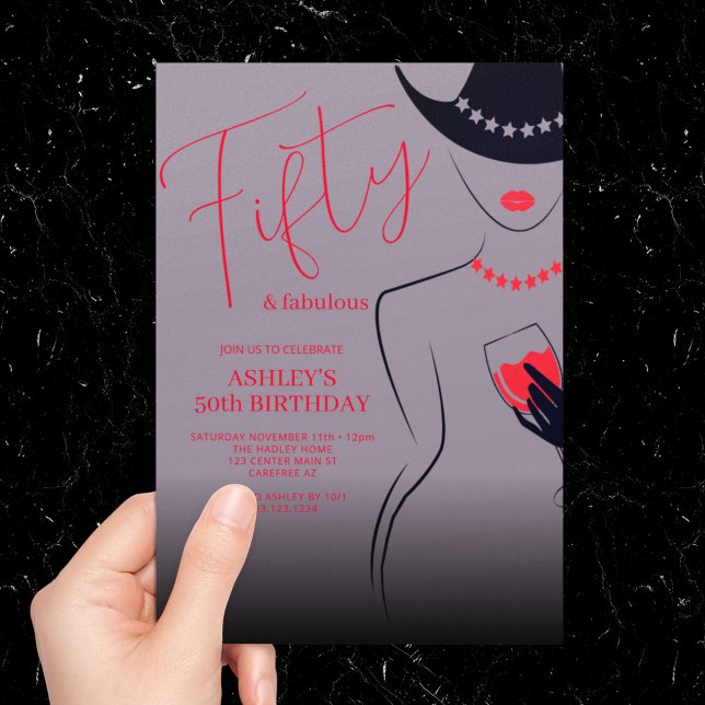 Convite Chic 50 e Fabuloso Aniversário Lilac (Criador carregado)