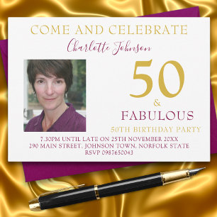 Convite Chic 50 e Fabuloso Foto Aniversário de 50 anos