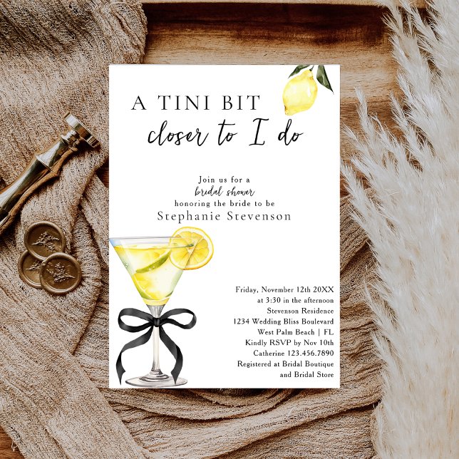 Convite Chic A Tini Bit Closer Lemon Martini Bridal Shower (Criador carregado)