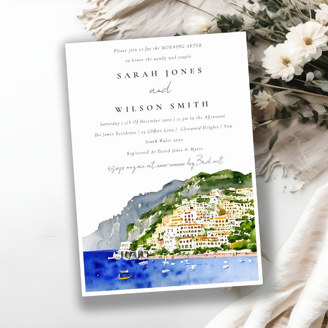 Convite Chic Amalfi Coast Italy Landscape Morte Após (Criador carregado)