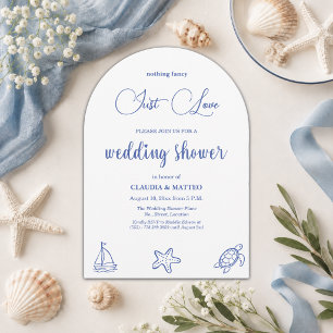 Convite Chic Amor Apenas Vida Marinha Casamento Chá de Noi