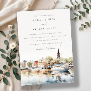 Convite Chic Annapolis Maryland Watercolor Wedding