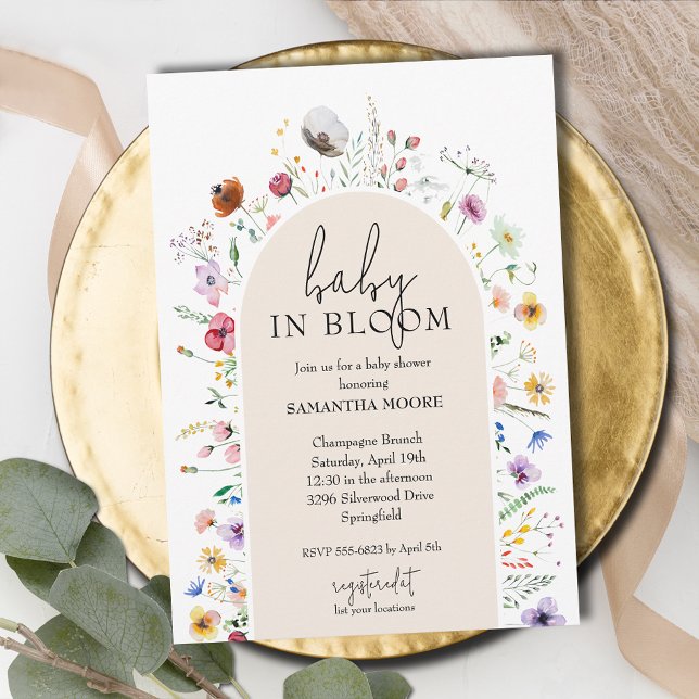 Convite Chic Baby in Bloom Ivory Chá de fraldas (Baby in Bloom ivory baby shower invitations, INSTANT DOWNLOAD and/or PRINTED)