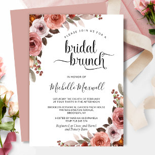 Convite Chic Bege Burgundy e Rosa Floral Café da Noiva