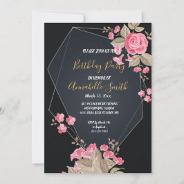 Convite Chic Black & Dourado Geométrico Festa de aniversár