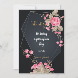 Convite Chic Black e Dourado quadro geométrico obrigado vo