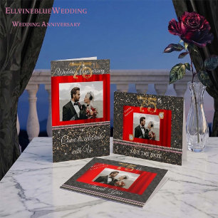 Convite Chic Black Gold & Pérolas Aniversário de 75 Anos d