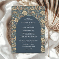 Chic Black Pastel Blue ivory floral Art Nouveau