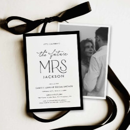 Convite Chic Black & White Bridal Shower Photo Invitation