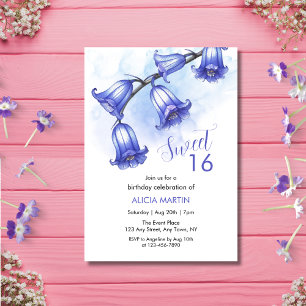 Convite Chic Bluebell Flower Blossom 16º Aniversário