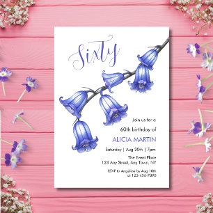 Convite Chic Bluebell Flower Blossom 60º Aniversário