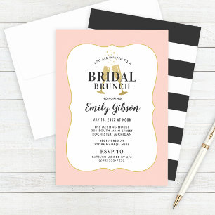 Convite Chic Blush Gold Casamento Bridal Brunch
