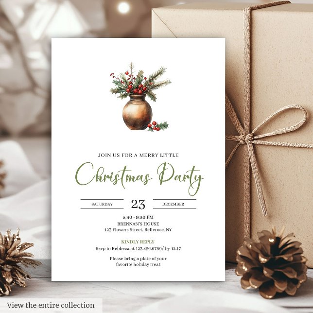 Convite Chic Bohemian Neutral Botanical Holiday Dinner   (Chic Bohemian Neutral Botanical Holiday Dinner Card)