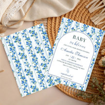 Chic Boho Azul Menino Flor Silvestre Chuveiro de B