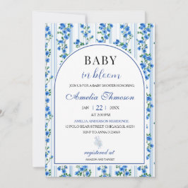 Convite Chic Boho Blue Wildflower Boy floral Baby Shower