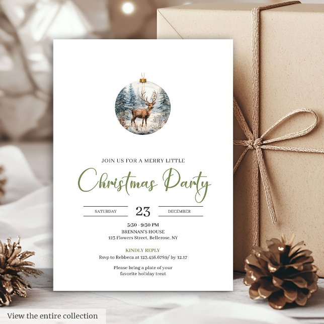 Convite Chic Boho Cozy Winter Scene Deer Christmas (Chic Boho Cozy Winter Scene Deer Christmas Invitation)