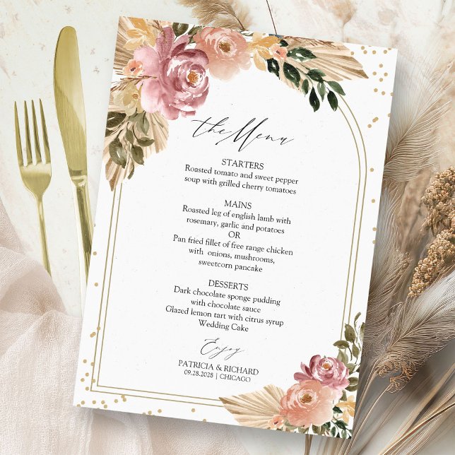 Convite Chic Boho Floral Menu (Criador carregado)