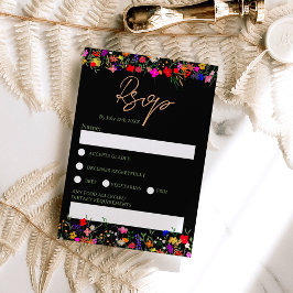 Convite Chic boho flores silvestres brilhantes rsvp