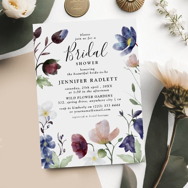 Convite Chic Boho Flores Silvestres Casamento Chá de Noiva (Criador carregado)