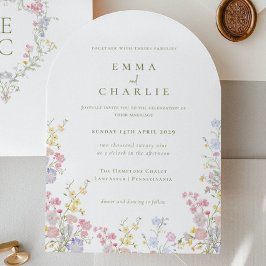 Convite Chic Boho Garden Wildflowers Spring Summer Wedding