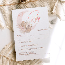 Convite Chic boho rustic pampas floral moon rsvp