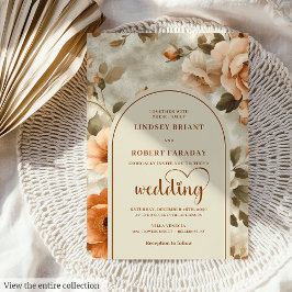 Convite Chic Boho Rusty Ivory Sage Floral Wedding Invites