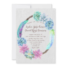 Chic Boho Succulent Cactus Feather Wreath Casament