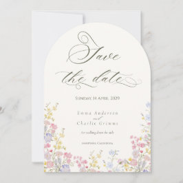 Convite Chic Boho wildflowers Wedding Save the Date