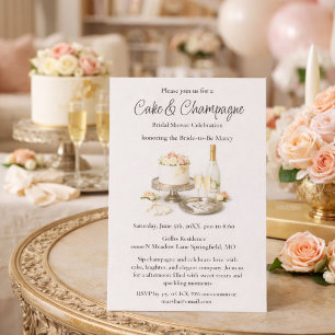 Convite Chic Bolo e Champanhe Bridal Shower