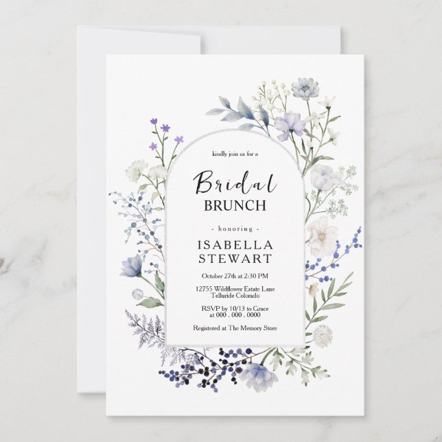 Convite Chic Botanical Watercolor Bridal Bridal Brunch (Frente)