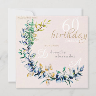Convite Chic Botanical Wreath Milestone Aniversário Convit