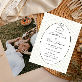 Convite Chic Bow Minimalista Listra Verde Casamento