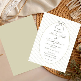 Convite Chic Bow Minimalista Listra Verde Casamento