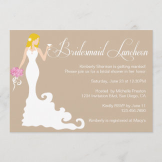 Convite Chic Brown Modern Noiva Posh Bridesmaid Luncheon