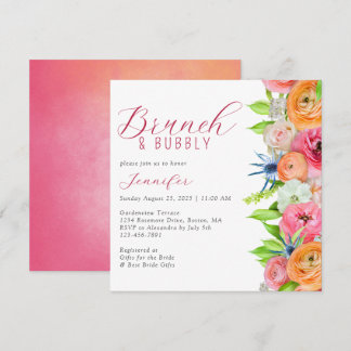 Convite Chic Brunch e Bubble Floral Chá de panela