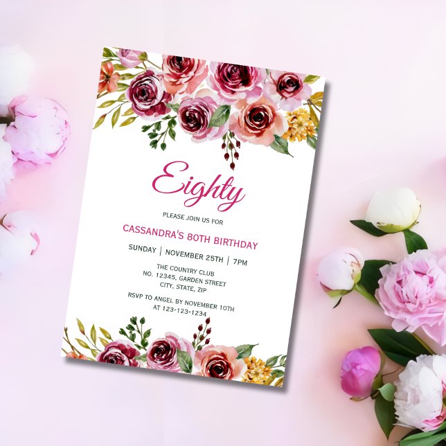 Convite Chic Burgundy Rosa verde verde verde aniversário (Criador carregado)