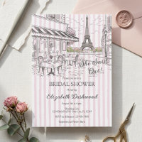Chic Café Paris Rosa Listras Brancas Chá de Noiva