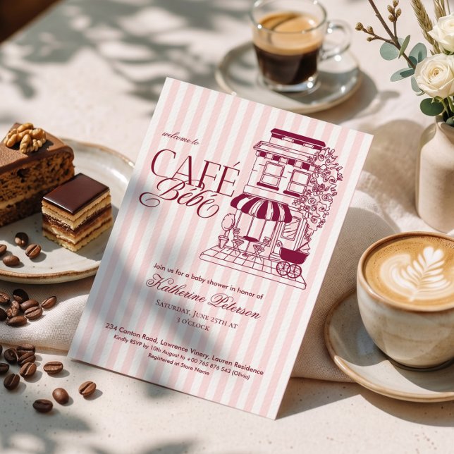 Convite Chic Café Parisiense Bébé Chá de Bebê Francês (Criador carregado)