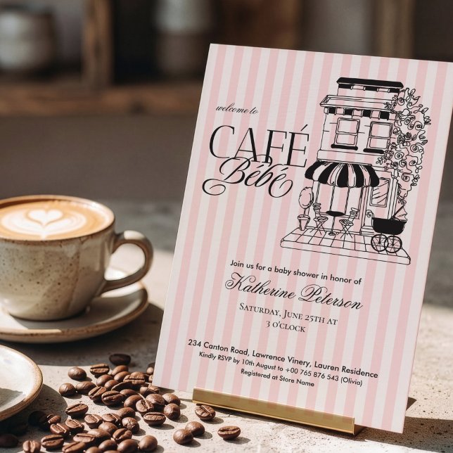 Convite Chic Café Parisiense Bébé Chá de Bebê Francês (Criador carregado)