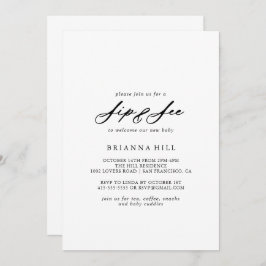 Convite Chic Calliographic Sip and See