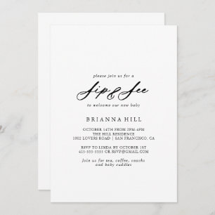 Convite Chic Calliographic Sip and See